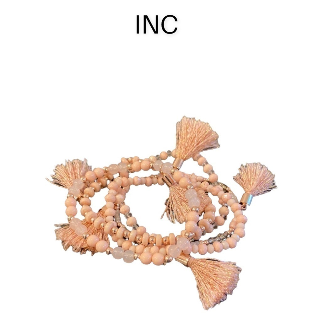 INC. Peach 5 strand beaded tassel bracelet set free if bundled